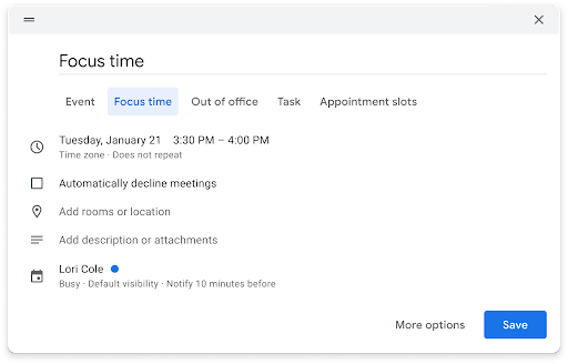 谷歌日历的新焦点块可以为你自动拒绝会议-一点问答