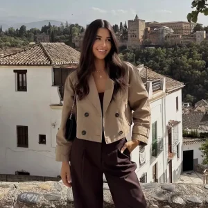 Alternative view of Women's Fashion Double Breasted Short Trench Coat