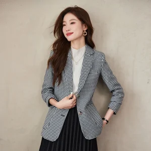 Women Office Ladies Single Breasted Slim Blazer Coat
