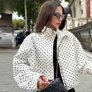 Spring Women New Polka Dot Bomber Jacket